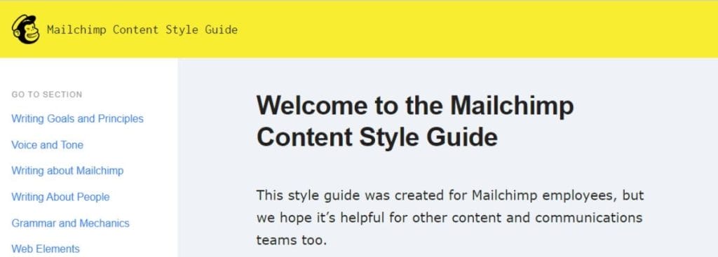 MailChimp TOV guide